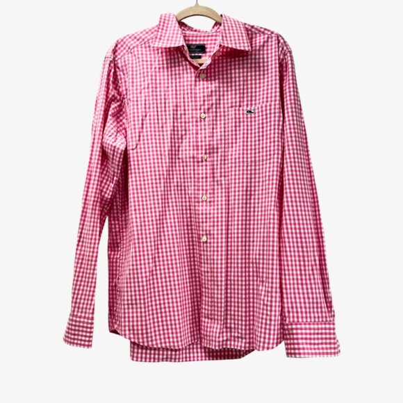 Men Shirts Button: VINEYARD VINES Pink White Check Med +Penguine Pink Lg (79) - Picture 6 of 13